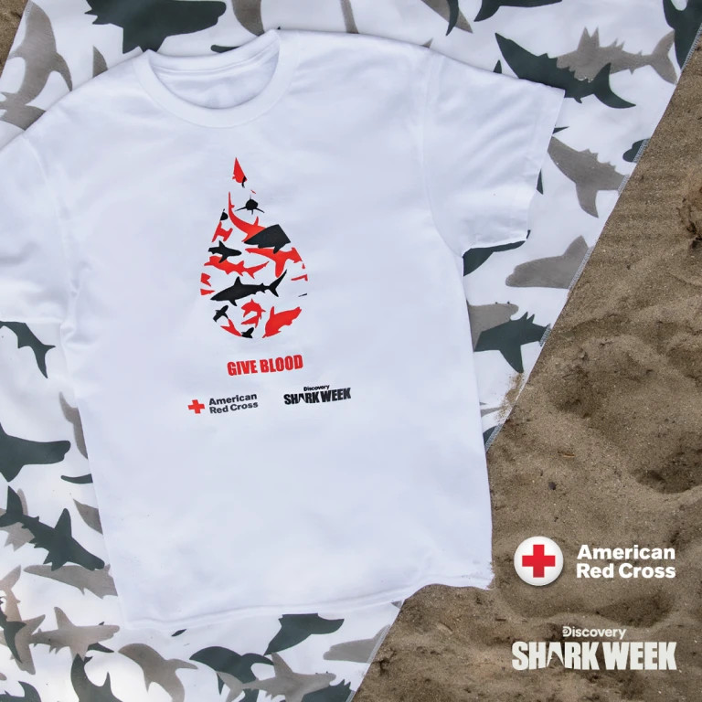 American Red Cross x Discovery Shark Week 2022 Give Blood XL T-Shirt