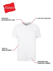 10 Pack Hanes Men’s Super Value Pack White Crew T-Shirt Undershirts, Comfortable