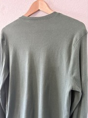 Burt’s Bees Baby Mens Medium Organic Cotton Henley Shirt Green Rib Knit Thermal