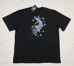 Niepce Blue Koi Embroidered Japanese Streetwear Black T-Shirt Men’s Large – NWT