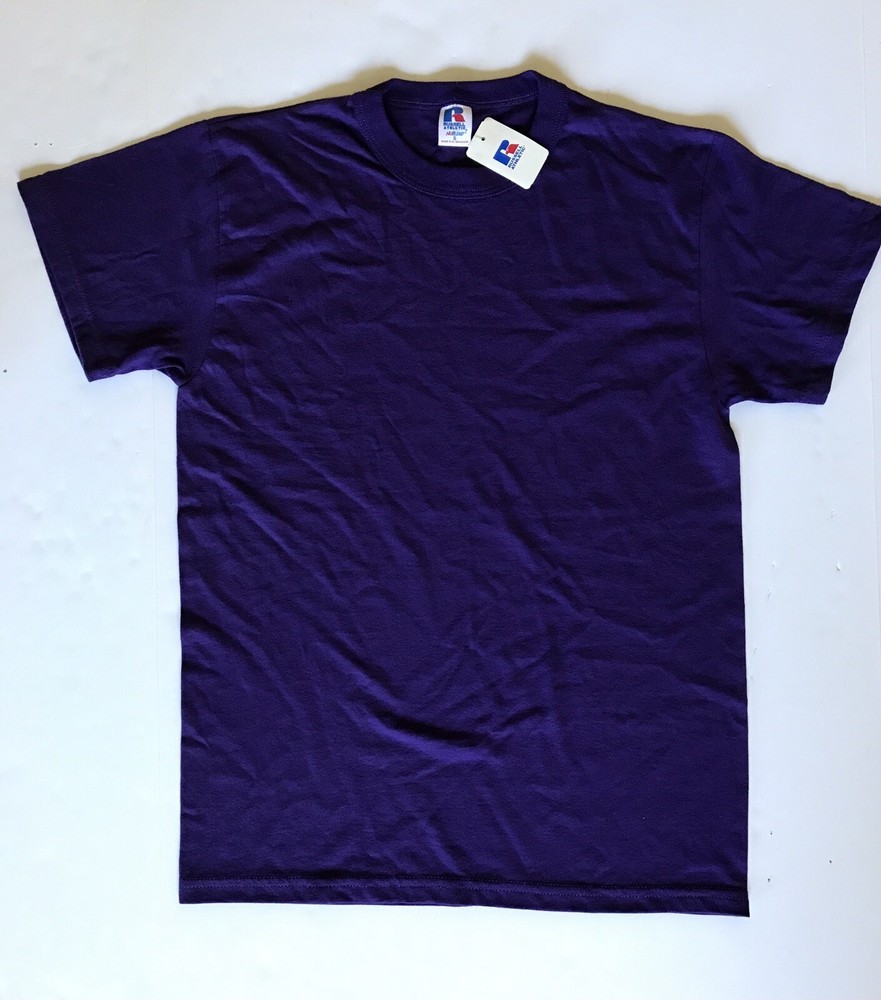 RUSSELL ATHLETIC MEN’S T-SHIRT SMALL PURPLE SHORT SLEEVE CREW NECK T-SHIRT