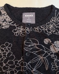 BONOBOS Henley Shirt Men XL Long Sleeve Tropic Floral Resort Weekend Casual Gray