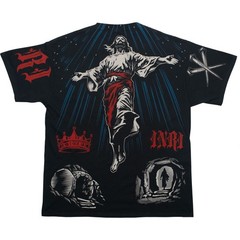Jesus Ascension Black T-Shirt Liquid Blue