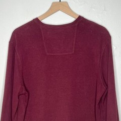 G.H. Bass & Co. Mens Waffle Knit Henley Shirt Medium Burgundy Pullover Outdoors