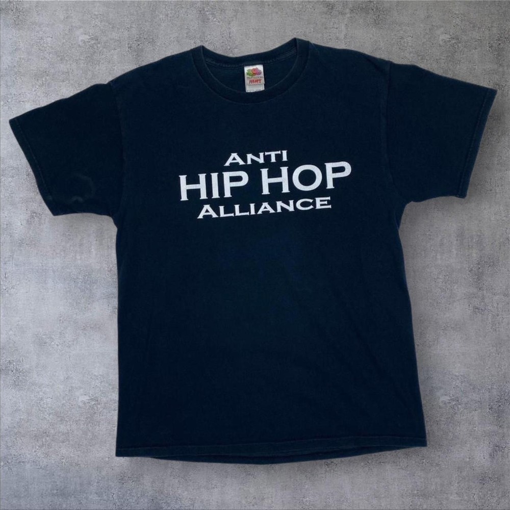 Anti Hip Hop Alliance Music Spellout Graphic Black T-Shirt Large