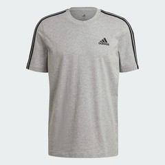 Adidas Essentials 3-Stripes T-Shirt Men’s size M Gray Crew-Neck Short Sleeve NEW
