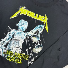 Metallica And Justice For All Long Sleeve Y2K Graphic T-Shirt Black Yazbek Men M
