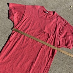 Vintage 80s 90s BVD Pocket Tee SHirt XL Pink/Salmon Selvedge Blank Single Stitch