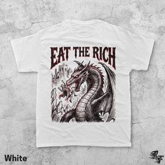 Eat The Rich Dragon Graphic T-Shirt, Vintage 90s Style Fantasy Tee