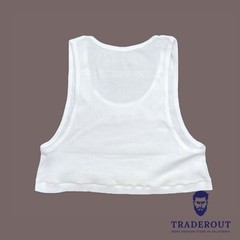 Personalizable Custom Embroidery SLUT mens white super short crop rib tank top