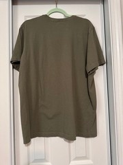 Life Is Good Mens M Green Crusher T-Shirt Patriotic USA Flag Fishing Pole NWOT L