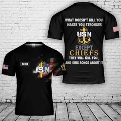 Custom Name US Navy Chief AOP Shirt Gift 3D Full Print T-shirt Full Size S-5XL