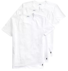 3 POLO RALPH LAUREN MENS COTTON WHITE CREW T-SHIRTS UNDERSHIRTS S M L XL XXL NWT