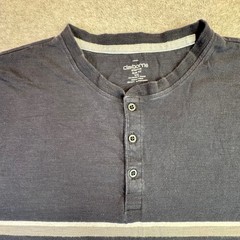 Claiborne Mens XXL Slim Fit Stretch Henley T-Shirt Black Short Sleeve Stripe
