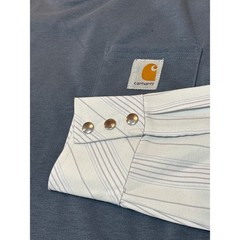 Carhartt Reconstructed Custom Mixed Media Long Sleeve Pocket T-Shirt Blue Mens L