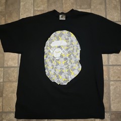 A Bathing Ape BAPE x KAWS Black Logo Graphic Cotton Knit T-Shirt Crew Neck XTRA