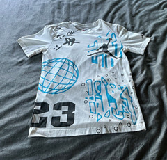 Jordan Air Jordan kids L White Cotton Crew Neck Short Sleeve Graphic Logo Tee