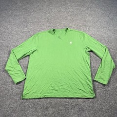 Apple Mens Large Long Sleeve Green Shirt Crew Neck Soft Cotton Lightweight