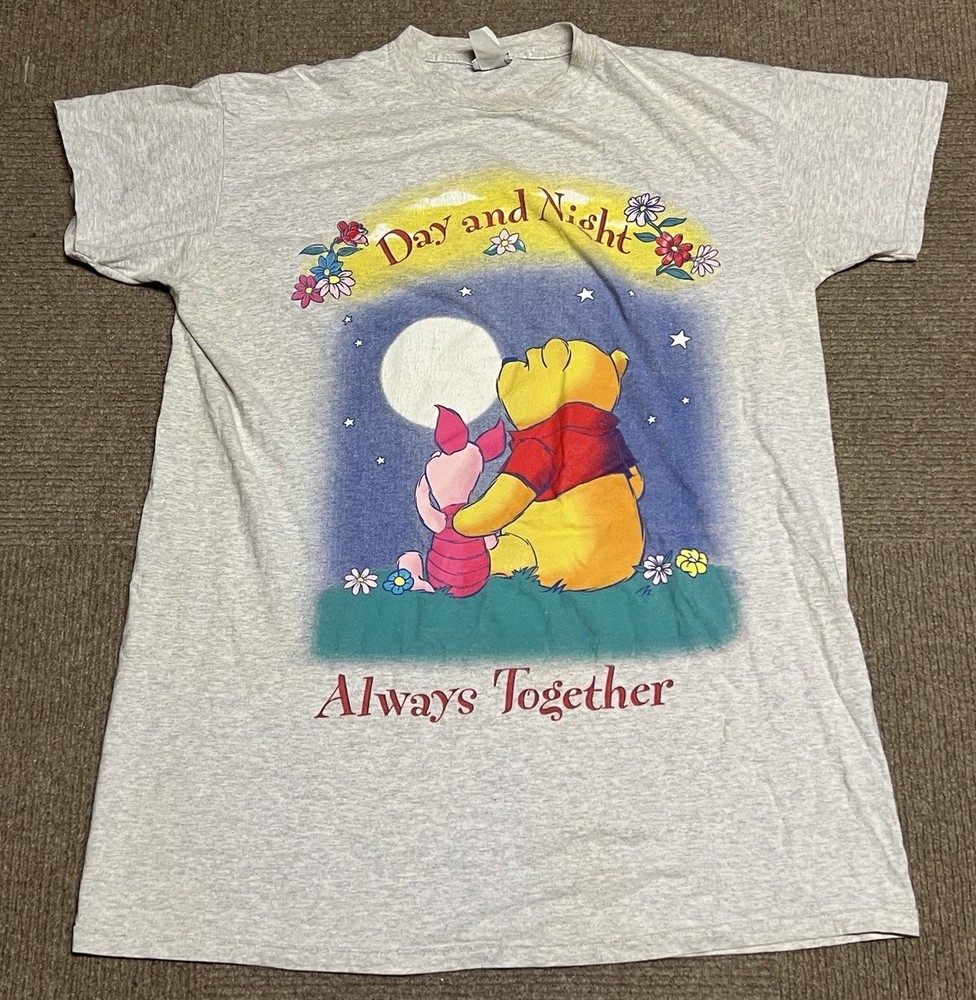 Vintage Disney Winnie The Pooh Sleep Shirt OSFA Day & Night READ STAINED Piglet