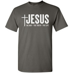 Jesus Christ Cross The Way Truth Life T-Shirt Faith in God Christian Bible Tee