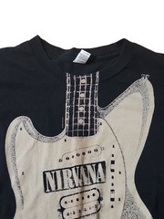Vintage Tultex Nirvana Guitar T-Shirt Y2K Size Large Grunge Anvil Kurt Cobain