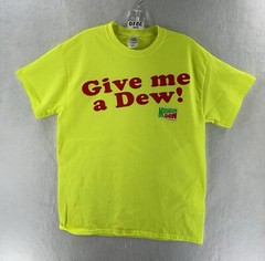 Vintage 80s 90s Mens Mountain Dew T Shirt 50/50 Yellow Neon Sz M