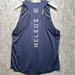 NELEUS LOGO Navy Muscle Mesh Tank Top Gym Workout Size XL
