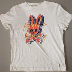 Psycho Bunny T-Shirt Mens 5 (M) White Graphic Crew Neck Short Sleeve Pima
