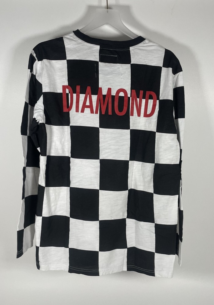 Diamond Supply Co. Black & White Checkered Long Sleeve Shirt – Men’s Large