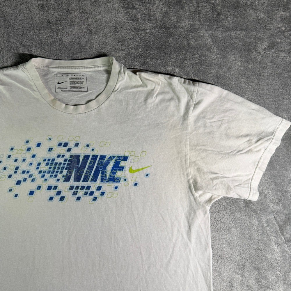 Y2K Nike Swim T-Shirt Mens XL White Graphic Logo Short Sleeve Cotton Sportswear