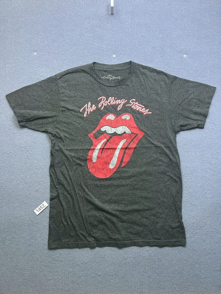 The Rolling Stones Classic Tongue Logo Gray T-Shirt Men’s Size L Rock Band Tee