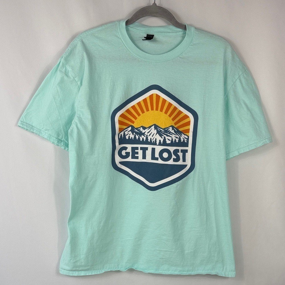 Anvil Light Green Get Lost Adventure Tee. Men’s Size XL. Lightweight shirt