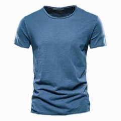 100% Cotton Round Neck Design Slim Fit Soild Color Short Sleeve T Shirt for Men