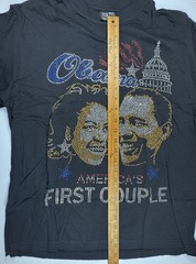 Obama Rhinestone Graphic T Shirt Mens Black Bling Memorabilia Cotton Tee