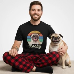 Custom Pet Portrait Comfort Tee Retro Dog Cat Personalized Animal Lover Gift