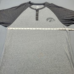 Colosseum Gray Iowa Hawkeyes Henley Tee Shirt Two-Tone Collegiate Men Size Large