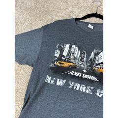 Mens NYC Times Square Graphic T-Shirt Charcoal Gray Medium Big Apple Tourist M
