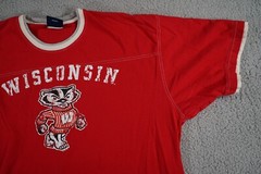 Vintage University of Wisconsin T Shirt Mens XL Red Double Sided Lined Badgers