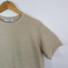 MIDA Unduci Men’s Made in Italy Sand Jacquard Textured Wave Cotton T-Shirt Sz S