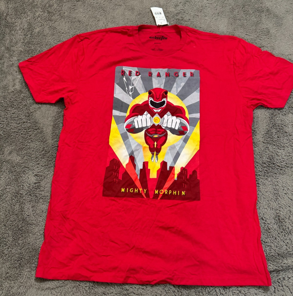 Mighty Morphin Power Rangers T-Shirt Mens XL Red Ranger Graphic New