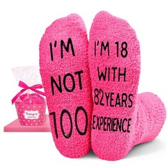 91-100 Birthday Socks Women Dark Pink Gift for Elderly Lady