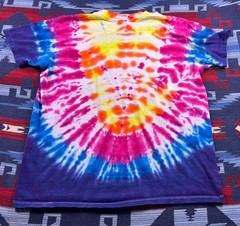 Vtg 90s Fairy Elf Peace Sign Mushrooms T Shirt Hippy Tie Dye Single Stitch USA L