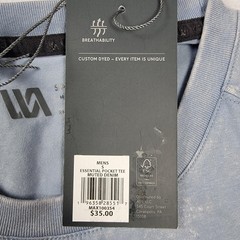 VRST Essential Pocket Shirt Mens Sm Muted Denim Breathable Custom Dyed Tee (633)