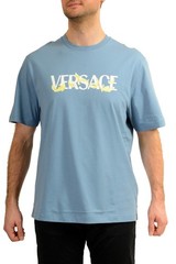 Versace Men’s Logo Print Blue Crewneck Short Sleeve T-Shirt US 2XL IT 56