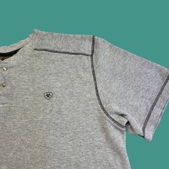Ariat Henley Shirt XL Mens Gray Waffle Knit Western Ranch Casual Workwear