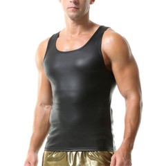 Slim-fit Men’s Faux Leather Tank Tops Sexy Sleeveless T-shirts Vest Undershirts