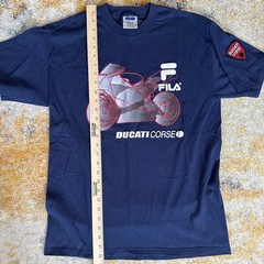 Vintage FILA Ducatti Course Puff Print Made in USA Navy T shirt Size M