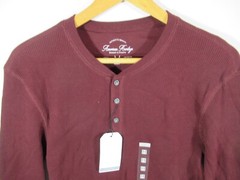 NEW Dawson & Brooks Thermal Henley Shirt Men Medium Burgundy American Heritage