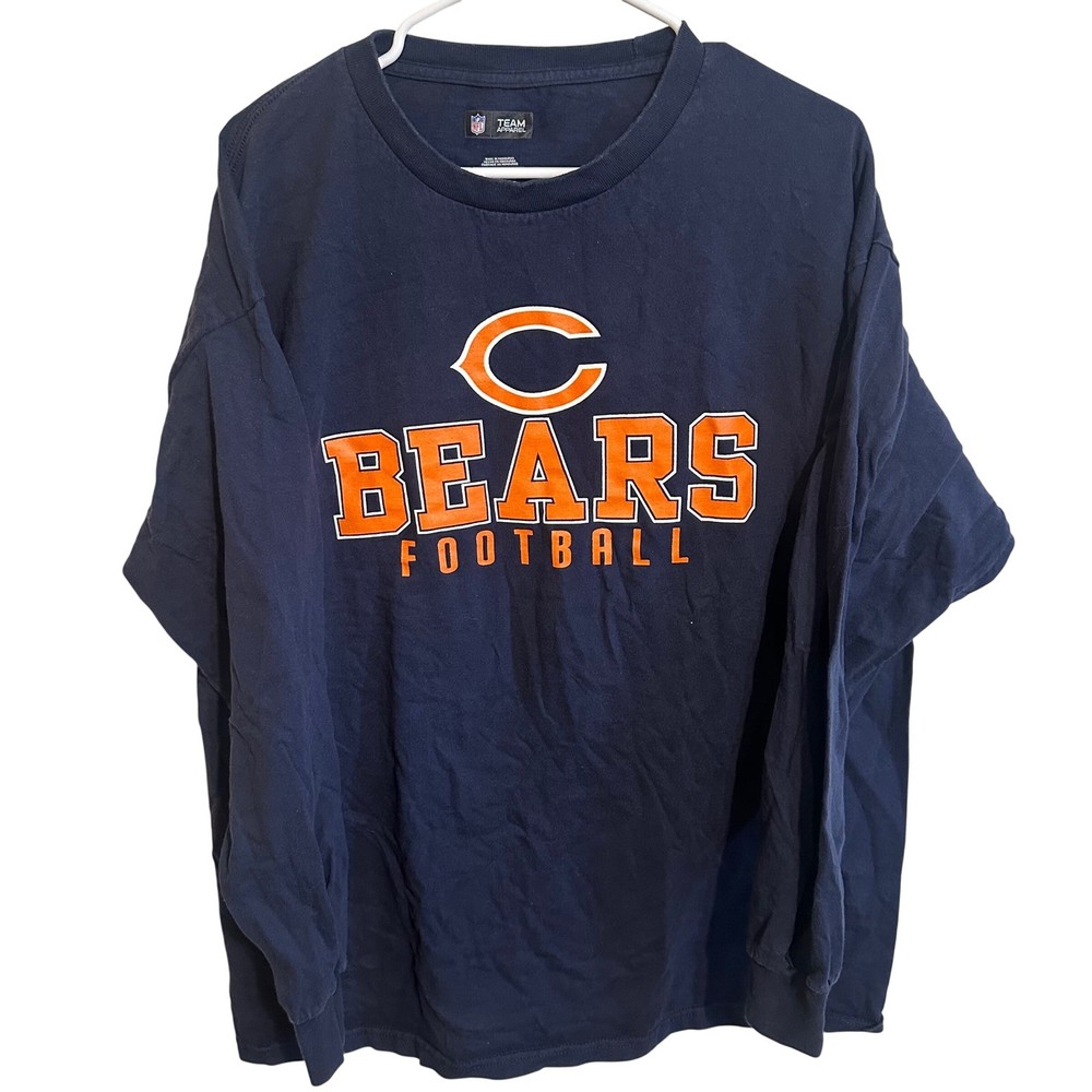 NFL Team Apparel Chicago Bears Shirt Mens XL Navy Blue Long Sleeve Football NFL