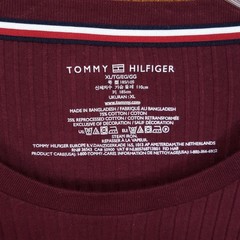 TOMMY HILFIGER Shirt Mens XL Maroon Pullover Crew Long Sleeve Ribbed Knit